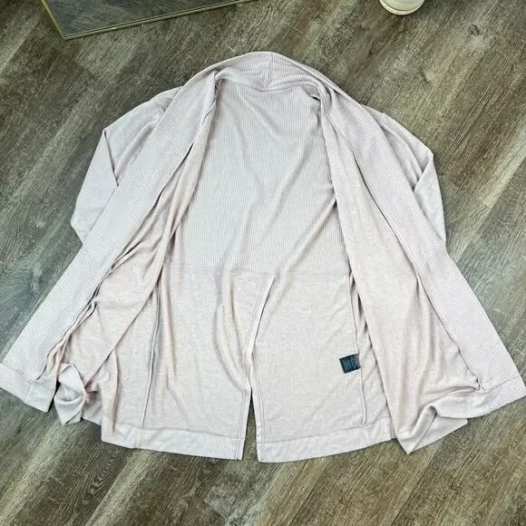 Anthropologie COA Cozy Brushed Fleece Cardigan Sweater Blush Pink - Picture 5 of 7